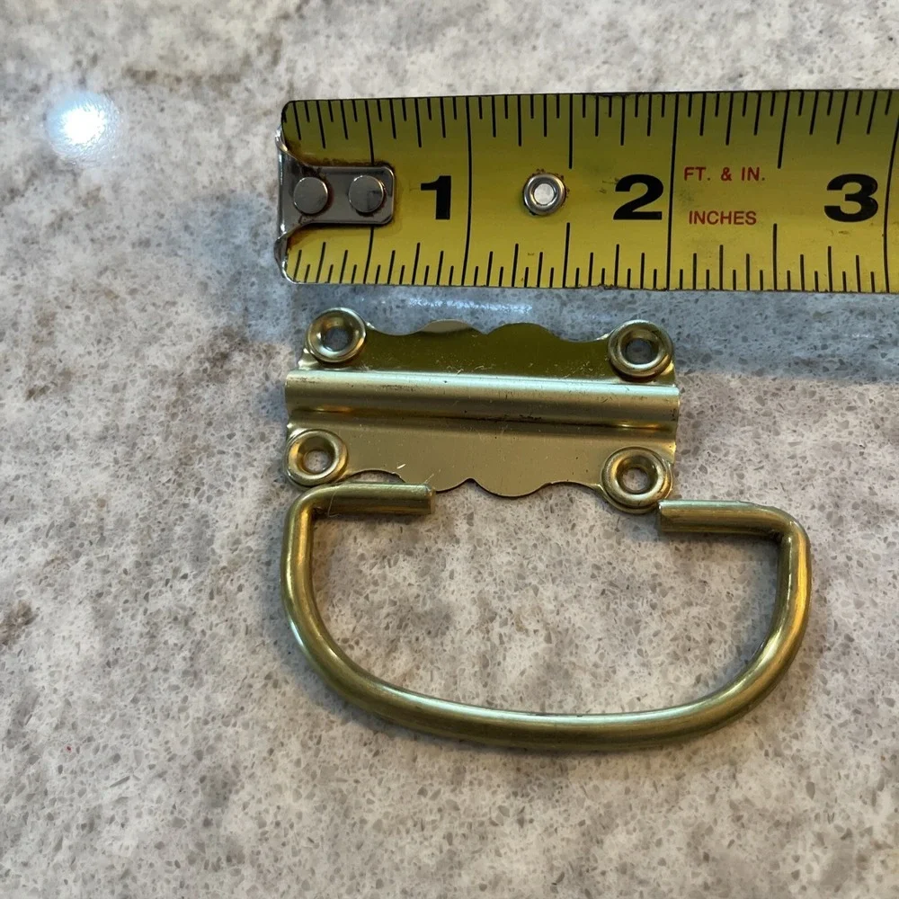 Vintage Stanley Hardware Brass Chest Handle Trunk Tool Lock Box No Screws